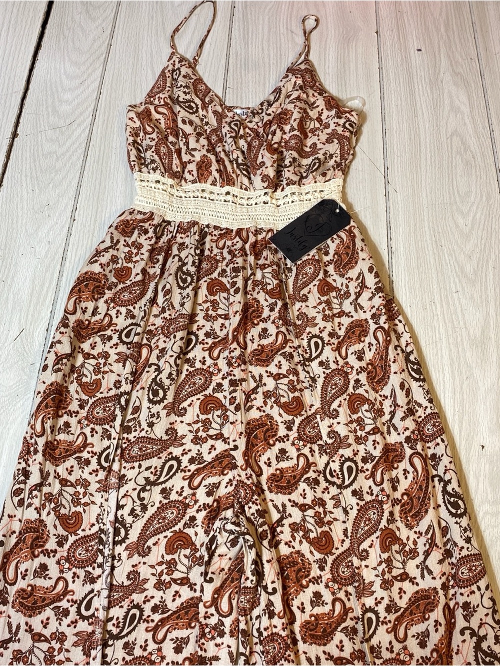 Justify Womens Size S  Boho Paisley Print Cami Jumpsuit Split Leg Wide Leg NWT!